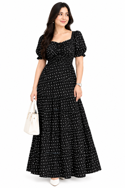 Black & White Dot Dress For Girls & Women