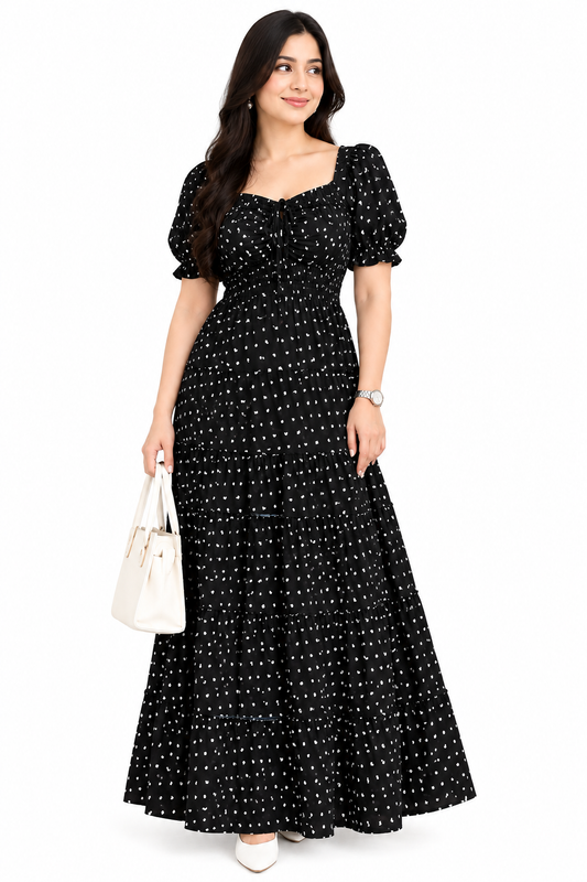 Black & White Dot Dress For Girls & Women