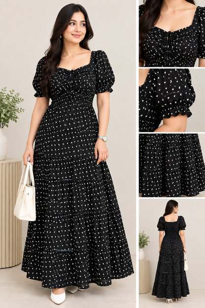 Black & White Dot Dress For Girls & Women